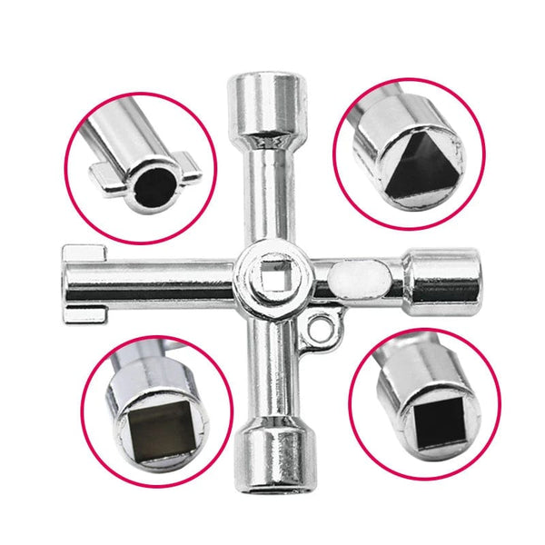 Planet Gates Silver Square Key Wrench Cross Switch Alloy Universal Square Wrench Tool for Elevator Electrical Cupboard Box Cabinet socket wrench