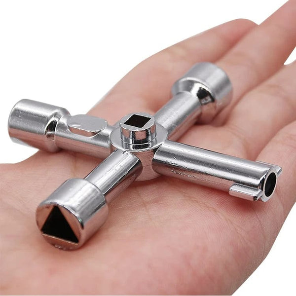 Planet Gates Silver Square Key Wrench Cross Switch Alloy Universal Square Wrench Tool for Elevator Electrical Cupboard Box Cabinet socket wrench