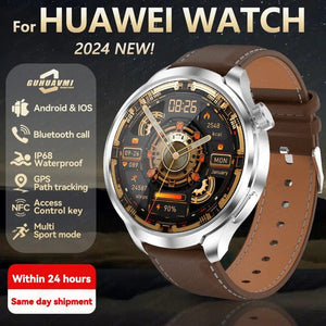 Planet Gates Silver Steel B 2A / 1.85 HD Large Screen 2024 New For HUAWEI Outdoor Sports Smart Watch Men AMOLED Screen NFC GPS Compass Heart rate Waterproof Bluetooth Call SmartWatch