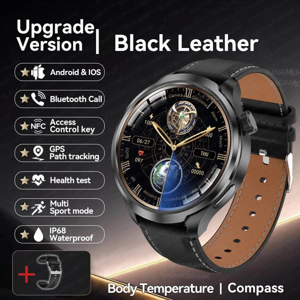 Planet Gates Silver Steel B 2A / 1.85 HD Large Screen 2024 New For HUAWEI Outdoor Sports Smart Watch Men AMOLED Screen NFC GPS Compass Heart rate Waterproof Bluetooth Call SmartWatch