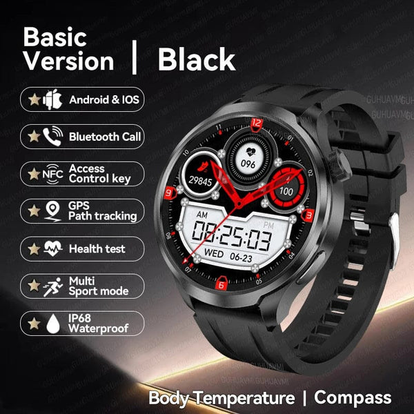 Planet Gates Silver Steel B 2A / 1.85 HD Large Screen 2024 New For HUAWEI Outdoor Sports Smart Watch Men AMOLED Screen NFC GPS Compass Heart rate Waterproof Bluetooth Call SmartWatch