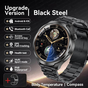 Planet Gates Silver Steel B 2A / 1.85 HD Large Screen 2024 New For HUAWEI Outdoor Sports Smart Watch Men AMOLED Screen NFC GPS Compass Heart rate Waterproof Bluetooth Call SmartWatch