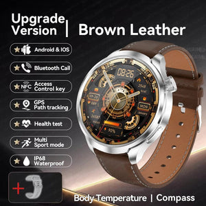 Planet Gates Silver Steel B 2A / 1.85 HD Large Screen 2024 New For HUAWEI Outdoor Sports Smart Watch Men AMOLED Screen NFC GPS Compass Heart rate Waterproof Bluetooth Call SmartWatch