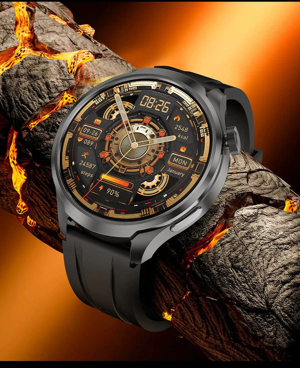 Planet Gates Silver Steel B 2A / 1.85 HD Large Screen 2024 New For HUAWEI Outdoor Sports Smart Watch Men AMOLED Screen NFC GPS Compass Heart rate Waterproof Bluetooth Call SmartWatch