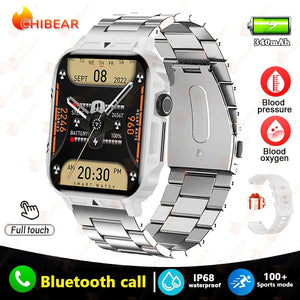 Planet Gates Silver steel belt 2024 New 1.95 Outdoor Military Man Smart Watch Men Bluetooth Call Smartwatch Men For Android IOS IP68 Waterproof Ftiness Watches