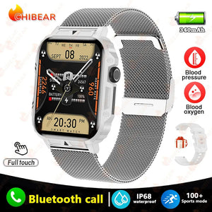 Planet Gates Silver steel belt 2024 New 1.95 Outdoor Military Man Smart Watch Men Bluetooth Call Smartwatch Men For Android IOS IP68 Waterproof Ftiness Watches
