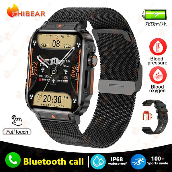Planet Gates Silver steel belt 2024 New 1.95 Outdoor Military Man Smart Watch Men Bluetooth Call Smartwatch Men For Android IOS IP68 Waterproof Ftiness Watches