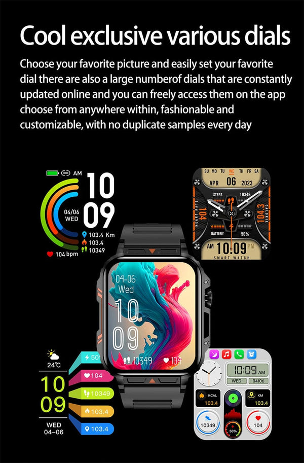 Planet Gates Silver steel belt 2024 New 1.95 Outdoor Military Man Smart Watch Men Bluetooth Call Smartwatch Men For Android IOS IP68 Waterproof Ftiness Watches