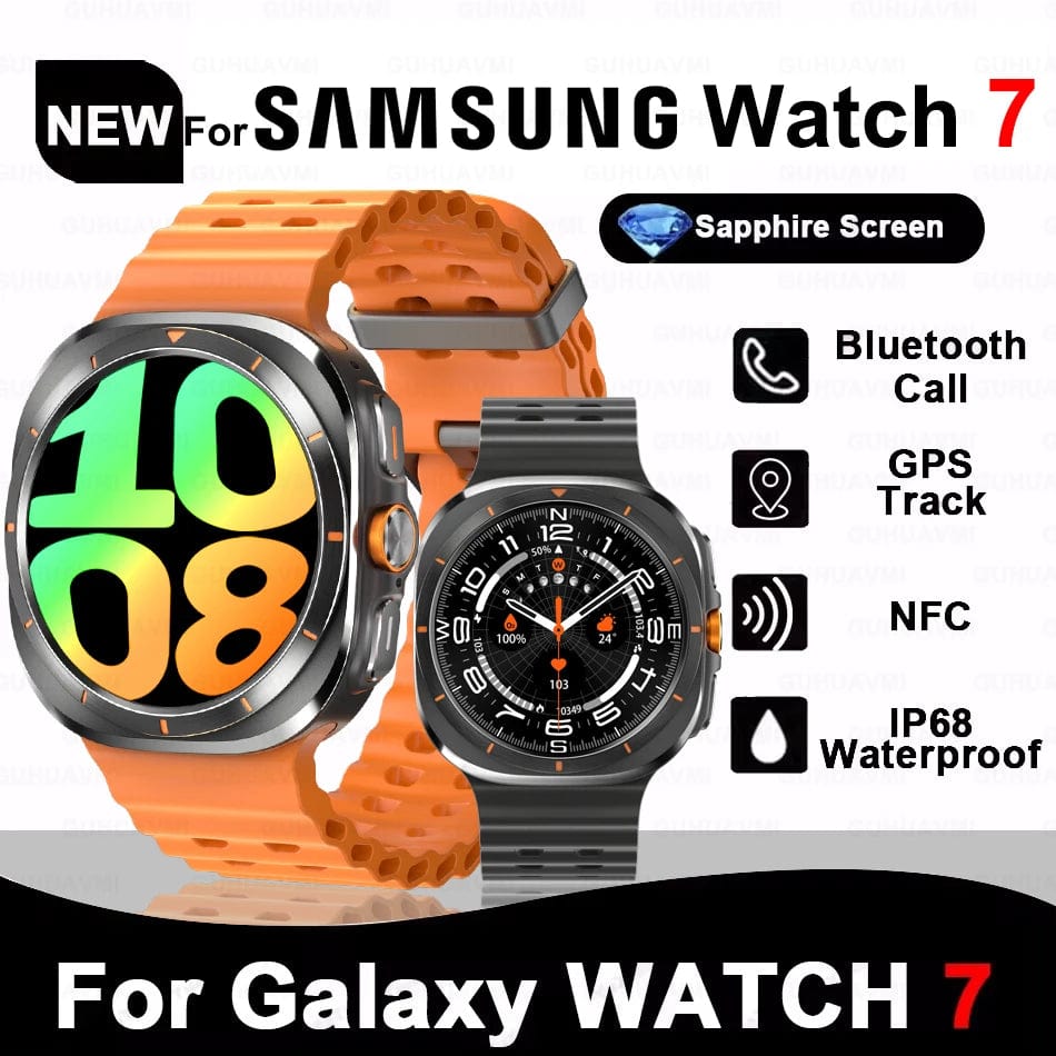 Planet Gates Silver steel strip / Galaxy Watch 7 Ultra New For Samsung Galaxy Watch Ultra New GPS Track Smart Watch Men Amoled Always Display Blood Sugar Clock BT Talk NFC Smart Watch