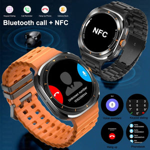 Planet Gates Silver steel strip / Galaxy Watch 7 Ultra New For Samsung Galaxy Watch Ultra New GPS Track Smart Watch Men Amoled Always Display Blood Sugar Clock BT Talk NFC Smart Watch