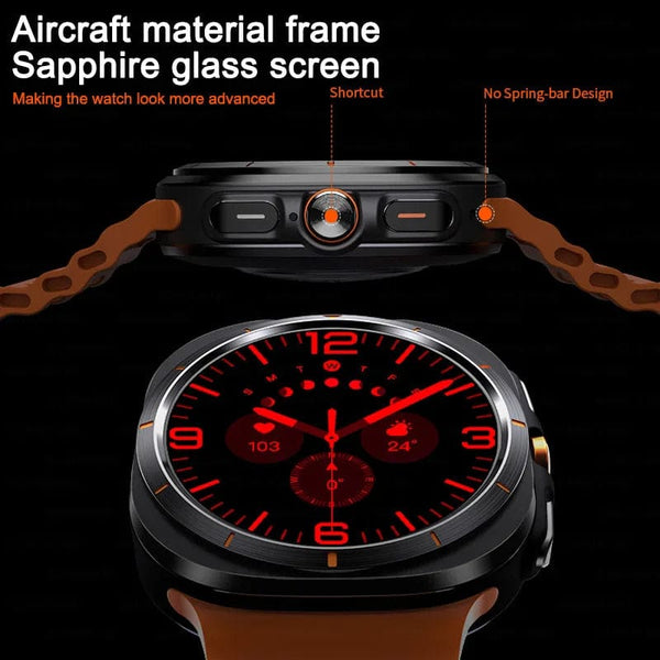 Planet Gates Silver steel strip / Galaxy Watch 7 Ultra New For Samsung Galaxy Watch Ultra New GPS Track Smart Watch Men Amoled Always Display Blood Sugar Clock BT Talk NFC Smart Watch