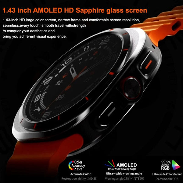 Planet Gates Silver steel strip / Galaxy Watch 7 Ultra New For Samsung Galaxy Watch Ultra New GPS Track Smart Watch Men Amoled Always Display Blood Sugar Clock BT Talk NFC Smart Watch