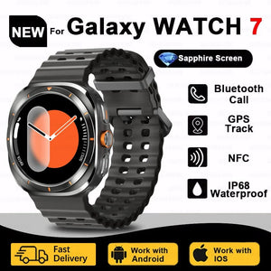 Planet Gates Silver steel strip / Galaxy Watch 7 Ultra New For Samsung Galaxy Watch Ultra New GPS Track Smart Watch Men Amoled Always Display Blood Sugar Clock BT Talk NFC Smart Watch
