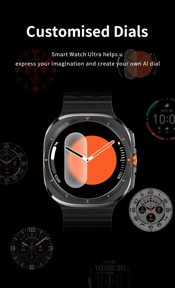 Planet Gates Silver steel strip / Galaxy Watch 7 Ultra New For Samsung Galaxy Watch Ultra New GPS Track Smart Watch Men Amoled Always Display Blood Sugar Clock BT Talk NFC Smart Watch