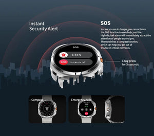 Planet Gates Silver steel strip / Galaxy Watch 7 Ultra New For Samsung Galaxy Watch Ultra New GPS Track Smart Watch Men Amoled Always Display Blood Sugar Clock BT Talk NFC Smart Watch