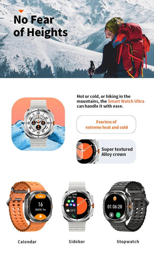 Planet Gates Silver steel strip / Galaxy Watch 7 Ultra New For Samsung Galaxy Watch Ultra New GPS Track Smart Watch Men Amoled Always Display Blood Sugar Clock BT Talk NFC Smart Watch