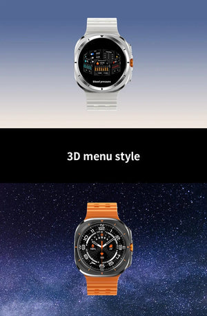 Planet Gates Silver steel strip / Galaxy Watch 7 Ultra New For Samsung Galaxy Watch Ultra New GPS Track Smart Watch Men Amoled Always Display Blood Sugar Clock BT Talk NFC Smart Watch