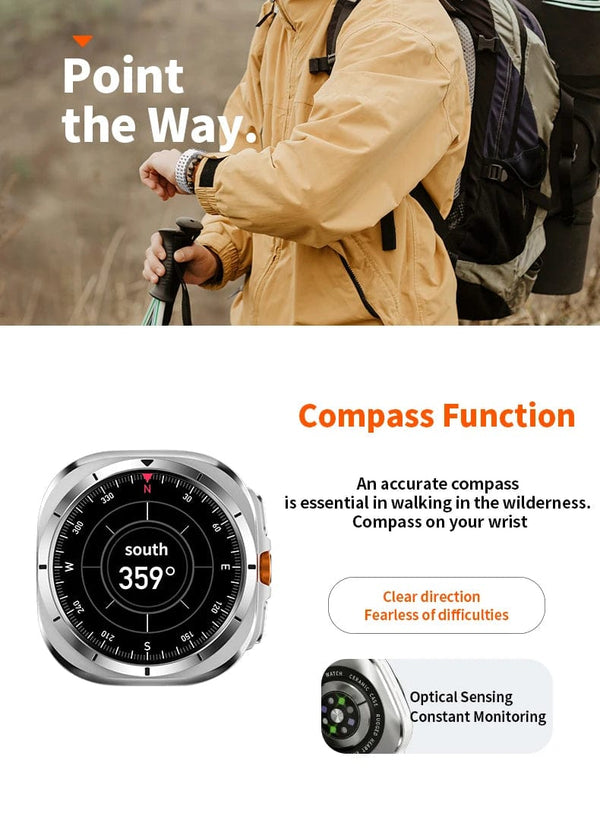 Planet Gates Silver steel strip / Galaxy Watch 7 Ultra New For Samsung Galaxy Watch Ultra New GPS Track Smart Watch Men Amoled Always Display Blood Sugar Clock BT Talk NFC Smart Watch