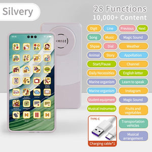 Planet Gates silver Toy Cell Phone Educational Toys Cellphone Baby Kid Educational Toy Phone Mobile Phone Model Toy for Children Birthday Xmas Gift