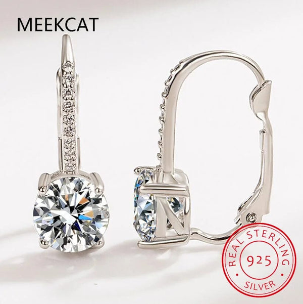 Planet Gates Silver Trendy 14K Gold Plated Earrings 2023 Silver Hoops 925 Dangle Earrings for Women Lever Back Moissanite Earring Drop Girls Jewelry