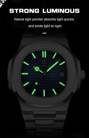 Planet Gates Silver White 2023 New POEDAGAR Luxury Watch Business Waterproof Male Clock Luminous Date Stainless Steel Square Quartz Men Watch reloj hombre