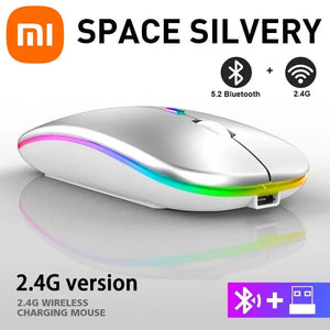 Planet Gates Silver Xiaomi Bluetooth Dual-mode Wireless Mouse Rechargeable Silent Illuminated Wireless Mice For Laptop PC  Ergonomic Gaming Mouse