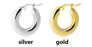 Planet Gates silver20mm 304#Stainless Steel Smooth Ear Buckle Round Thick Hoops Earrings for Women Piercing Earings Gift Fashion Jewelry 20/25/30mm