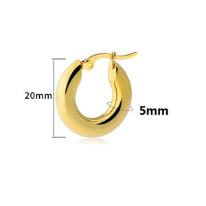 Planet Gates silver20mm 304#Stainless Steel Smooth Ear Buckle Round Thick Hoops Earrings for Women Piercing Earings Gift Fashion Jewelry 20/25/30mm
