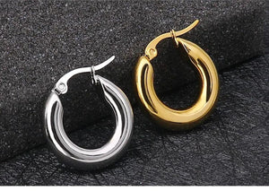 Planet Gates silver20mm 304#Stainless Steel Smooth Ear Buckle Round Thick Hoops Earrings for Women Piercing Earings Gift Fashion Jewelry 20/25/30mm