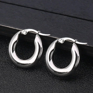 Planet Gates silver20mm 304#Stainless Steel Smooth Ear Buckle Round Thick Hoops Earrings for Women Piercing Earings Gift Fashion Jewelry 20/25/30mm