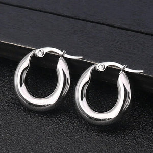 Planet Gates silver20mm 304#Stainless Steel Smooth Ear Buckle Round Thick Hoops Earrings for Women Piercing Earings Gift Fashion Jewelry 20/25/30mm