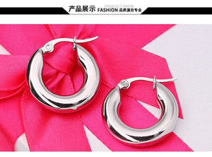 Planet Gates silver20mm 304#Stainless Steel Smooth Ear Buckle Round Thick Hoops Earrings for Women Piercing Earings Gift Fashion Jewelry 20/25/30mm