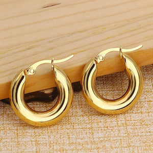 Planet Gates silver20mm 304#Stainless Steel Smooth Ear Buckle Round Thick Hoops Earrings for Women Piercing Earings Gift Fashion Jewelry 20/25/30mm