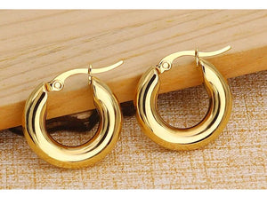 Planet Gates silver20mm 304#Stainless Steel Smooth Ear Buckle Round Thick Hoops Earrings for Women Piercing Earings Gift Fashion Jewelry 20/25/30mm