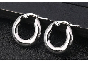 Planet Gates silver20mm 304#Stainless Steel Smooth Ear Buckle Round Thick Hoops Earrings for Women Piercing Earings Gift Fashion Jewelry 20/25/30mm
