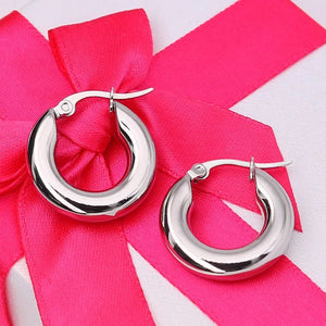 Planet Gates silver20mm 304#Stainless Steel Smooth Ear Buckle Round Thick Hoops Earrings for Women Piercing Earings Gift Fashion Jewelry 20/25/30mm