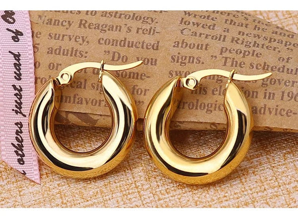 Planet Gates silver20mm 304#Stainless Steel Smooth Ear Buckle Round Thick Hoops Earrings for Women Piercing Earings Gift Fashion Jewelry 20/25/30mm
