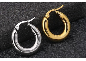 Planet Gates silver20mm 304#Stainless Steel Smooth Ear Buckle Round Thick Hoops Earrings for Women Piercing Earings Gift Fashion Jewelry 20/25/30mm