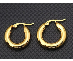 Planet Gates silver20mm 304#Stainless Steel Smooth Ear Buckle Round Thick Hoops Earrings for Women Piercing Earings Gift Fashion Jewelry 20/25/30mm