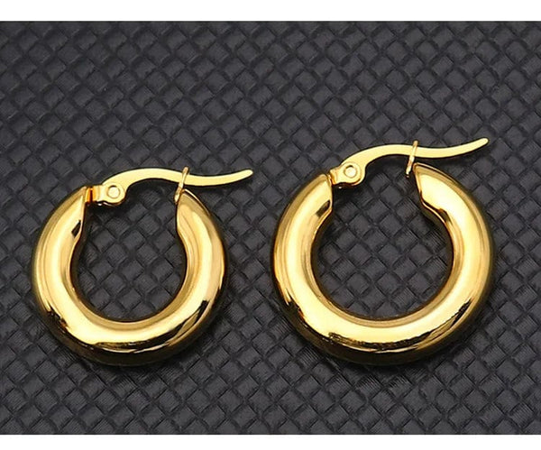 Planet Gates silver20mm 304#Stainless Steel Smooth Ear Buckle Round Thick Hoops Earrings for Women Piercing Earings Gift Fashion Jewelry 20/25/30mm