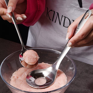 Planet Gates Silvery 1 Pc Stainless Steel Meatball Maker, Meatball Spoon, Nonstick Meat Ball Maker With Long Handle, Meat Ball Maker Suitable For Family Restaurant, Tableware