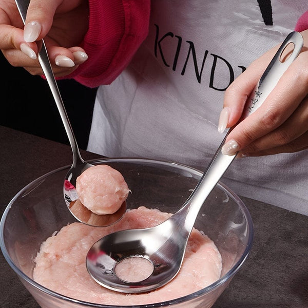 Planet Gates Silvery 1 Pc Stainless Steel Meatball Maker, Meatball Spoon, Nonstick Meat Ball Maker With Long Handle, Meat Ball Maker Suitable For Family Restaurant, Tableware