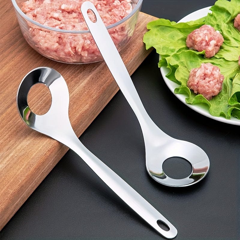 Planet Gates Silvery 1 Pc Stainless Steel Meatball Maker, Meatball Spoon, Nonstick Meat Ball Maker With Long Handle, Meat Ball Maker Suitable For Family Restaurant, Tableware