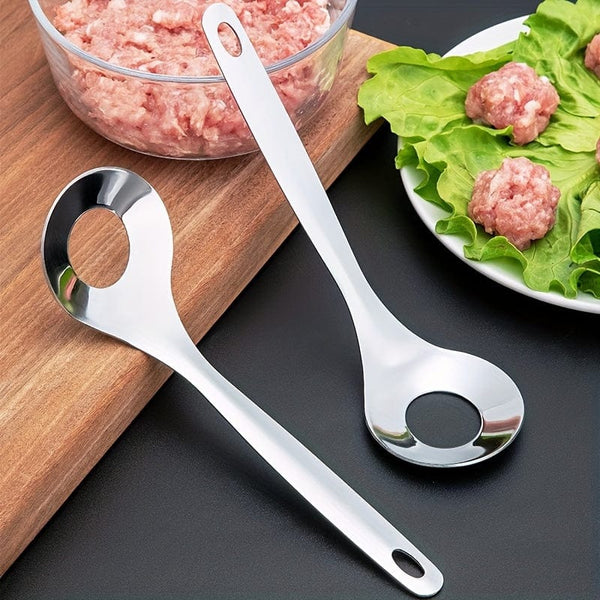 Planet Gates Silvery 1 Pc Stainless Steel Meatball Maker, Meatball Spoon, Nonstick Meat Ball Maker With Long Handle, Meat Ball Maker Suitable For Family Restaurant, Tableware