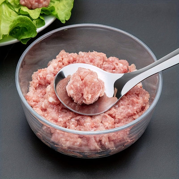 Planet Gates Silvery 1 Pc Stainless Steel Meatball Maker, Meatball Spoon, Nonstick Meat Ball Maker With Long Handle, Meat Ball Maker Suitable For Family Restaurant, Tableware