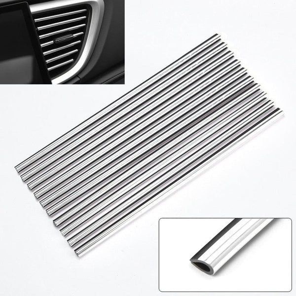 Planet Gates Silvery - 10pcs 10pcs 20cm Car Air Conditioner Decoration Strip For Vent Outlet, U Shape Moulding Trim Strips, Styling Car Door Edge Corner Protector