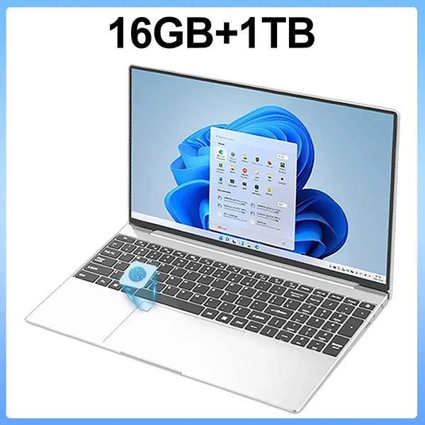 Planet Gates Silvery 16GB Ram 1TB ROM 15.6 Inch Laptop 32GB Ram 2TB SSD Windows 11 Notebook Pc Gamer N5095 Office Computer with Backlit Fingerprint Wifi Camera