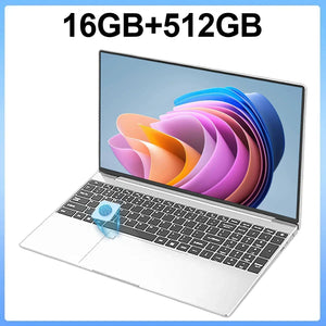 Planet Gates Silvery 16GB Ram 512GB ROM 15.6 Inch Laptop 32GB Ram 2TB SSD Windows 11 Notebook Pc Gamer Intel N5095 Office Computer with Backlit Fingerprint Wifi Camera
