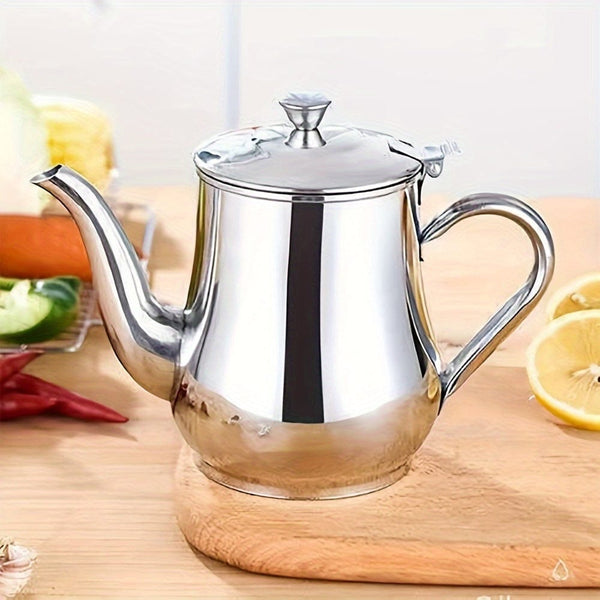 Planet Gates Silvery / 18oz 1pc Stainless Steel Oil Pot With Filter - Separate Oil Residue And Seasoning Bottle - Perfect For Kitchen Storage, Drinkware (18oz)