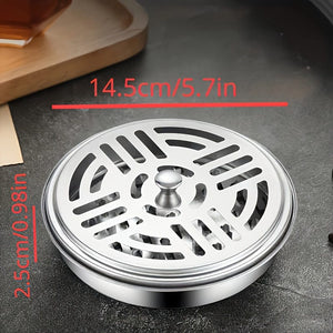Planet Gates Silvery 1pc, Eliminate Mosquitoes Instantly With This Portable Stainless Steel Mosquito Incense Box For Indoor Home Pest Control